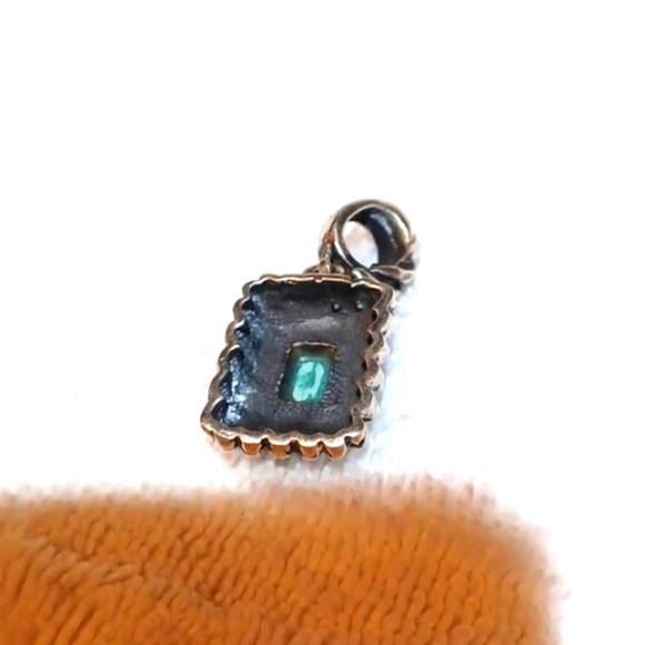 Turquoise  Chunky Vintage  Square 925 Aztec Silver Pendant  Vintage‎ 12.5 Grams - Picture 5 of 9